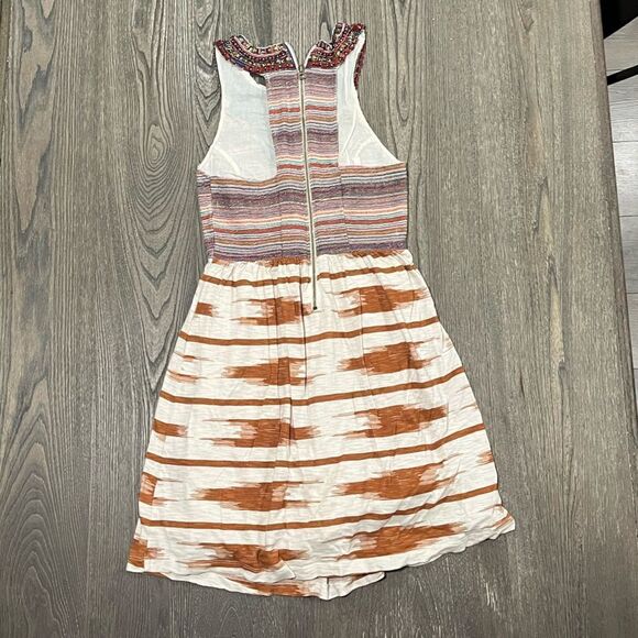 Lucky Brand Dress Empire Waist Aztec Pattern Sleeveless Racerback Cream XS - Picture 6 of 10